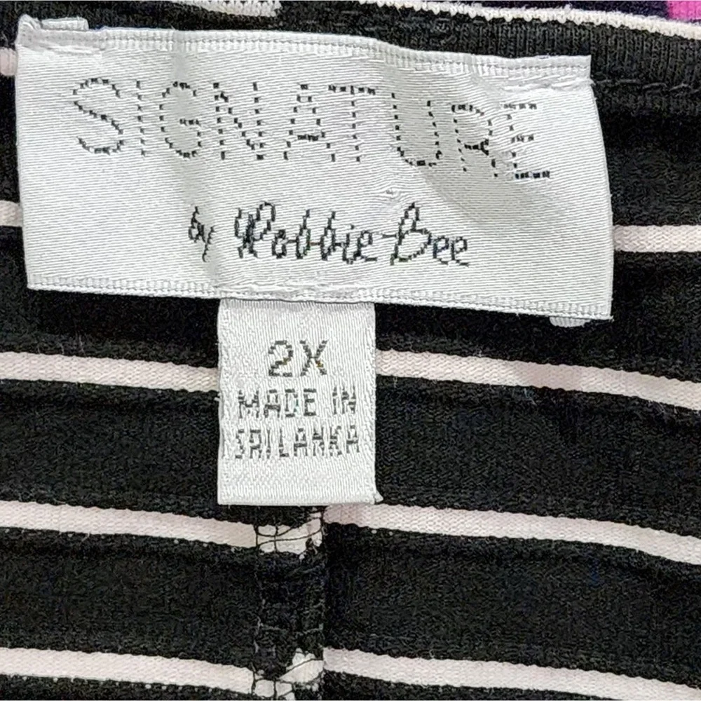 Signature‎ black and white tied waist midi flare dress plus size 2X